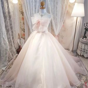 Cute Pink Bow Organza Dress